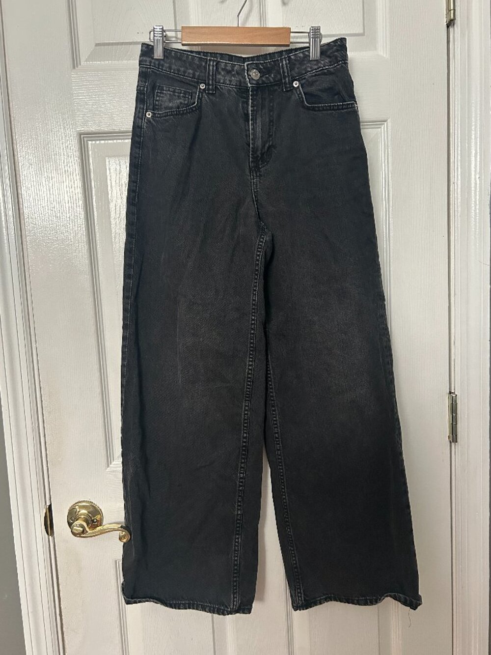H&M Divided Black High Rise Wide Leg Jeans Women’s Size 2 Grunge Streetwear GUC